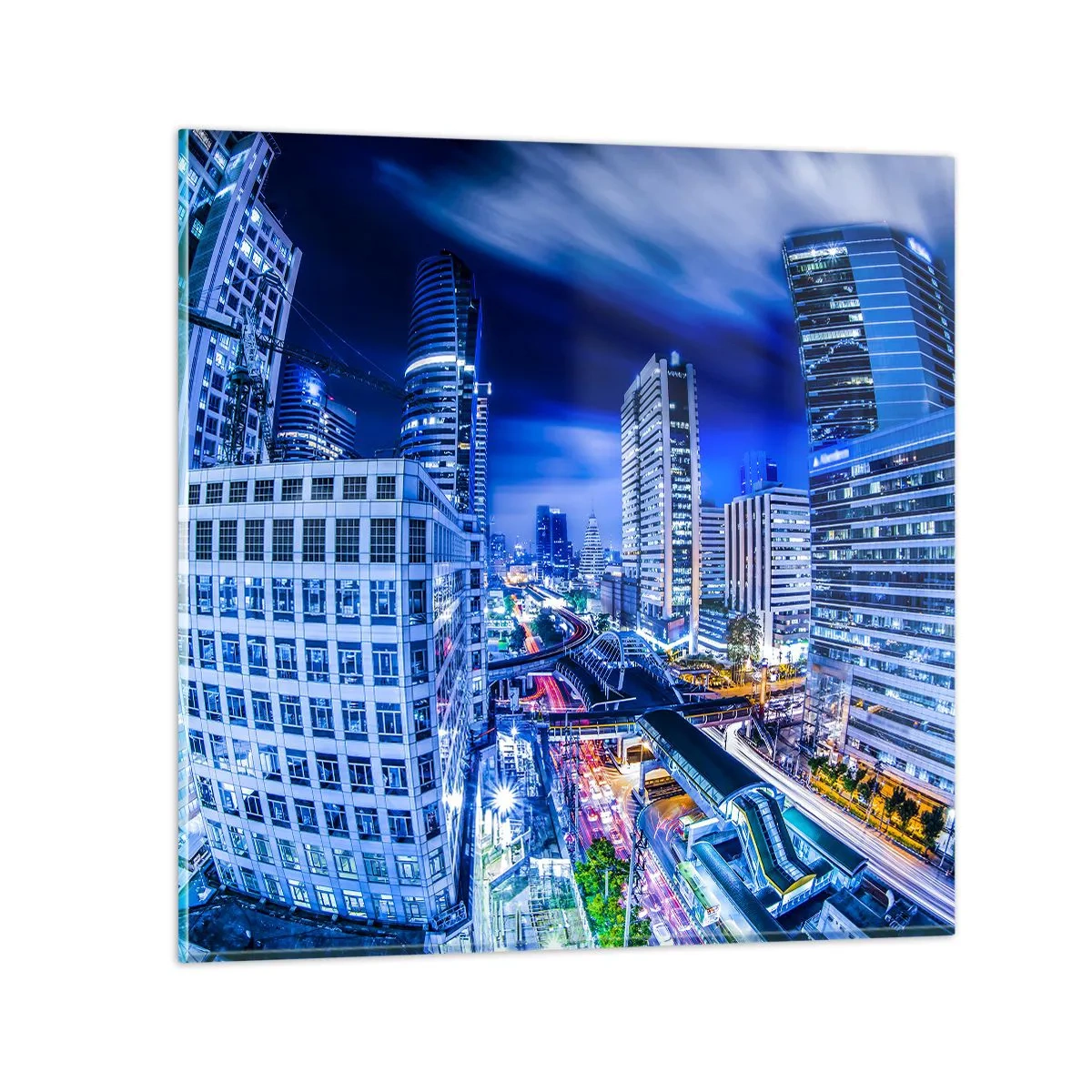 Quadro su vetro - Il ritmo notturno della città - 40x40 cm