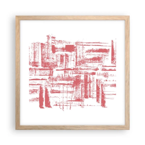 Poster in cornice rovere chiaro - Città rossa - 40x40 cm