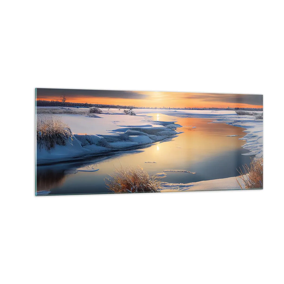 Quadro su vetro - Tramonto invernale - 100x40 cm