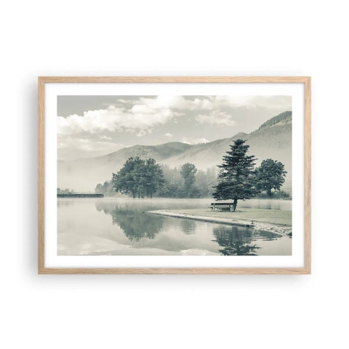 Poster in cornice rovere chiaro - Il lago dorme ancora - 70x50 cm