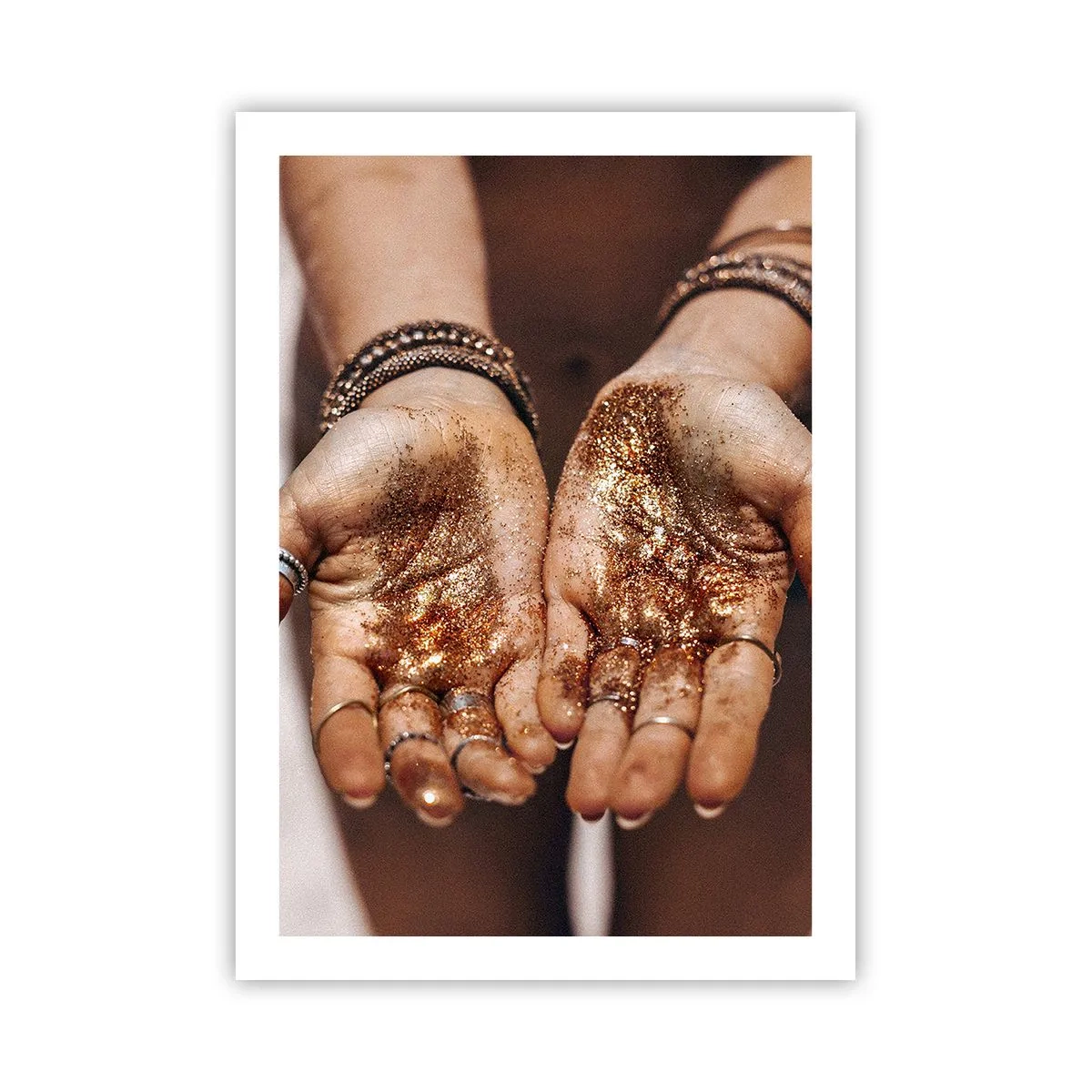 Poster - Mani con glitter scintillanti - 50x70cm - Un dono per te - Decorazione murale moderna per soggiorno e camera da letto ARTTOR