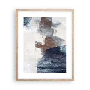 Poster in cornice rovere chiaro - Forme blu e marroni - 40x50 cm