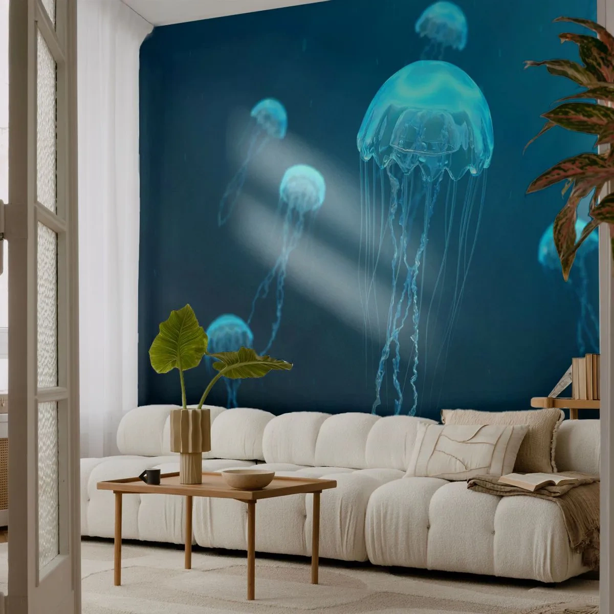 Fotomurali Standard Eco - La danza oceanica - Medusa, Oceano, Acqua - 400x280 cm