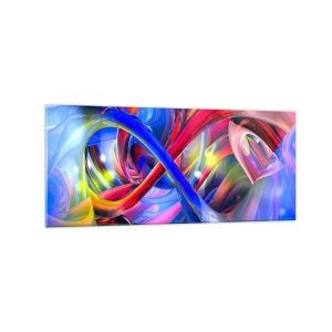 Quadro su vetro - Composizioni geometriche astratte e colorate in forme dinamiche - 120x50cm - La danza dei colori - Decorazione murale moderna per soggiorno e camera da letto ARTTOR
