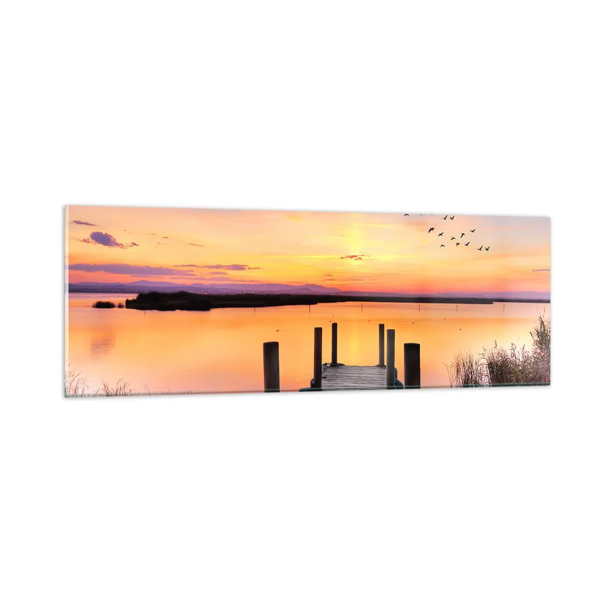 Quadro su vetro - Alba viola e silenziosa - 90x30 cm
