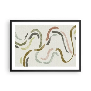 Poster in cornice nera - Archi astratti in colori pastello - 70x50cm - La danza gioiosa dell'astrazione - Decorazione murale moderna per soggiorno e camera da letto ARTTOR