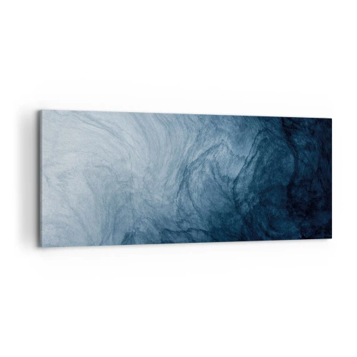 Quadro su tela - Stampe su Tela - Una composizione astratta nei toni del blu e del blu navy. - 120x50cm - Arrivando in profondità - Decorazione murale moderna per soggiorno e camera da letto ARTTOR
