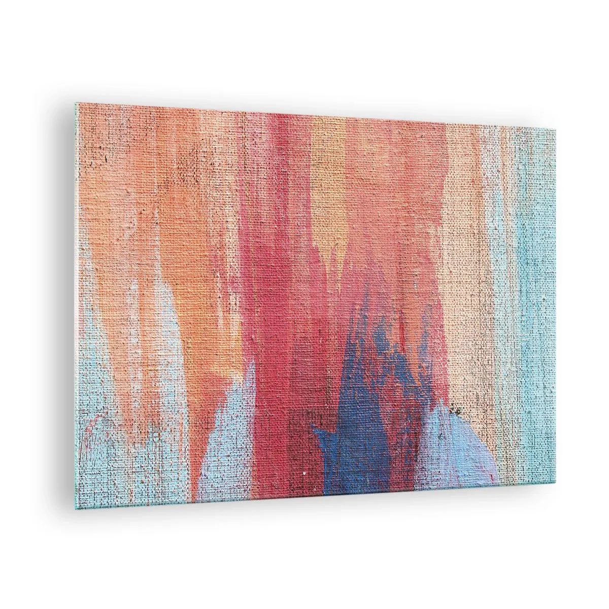 Quadro su vetro - Strisce colorate di vernice sulla struttura della tela - 70x50cm - Colando con l'arcobaleno - Decorazione murale moderna per soggiorno e camera da letto ARTTOR