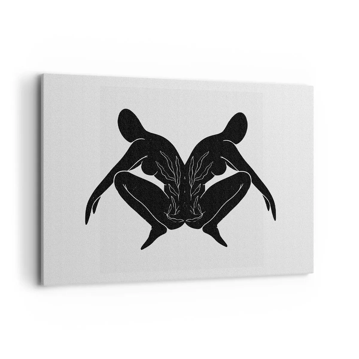 Quadro su tela - Stampe su Tela - Sagome nere in posizione simmetrica su sfondo bianco - 120x80cm - Anima comune - Decorazione murale moderna per soggiorno e camera da letto ARTTOR