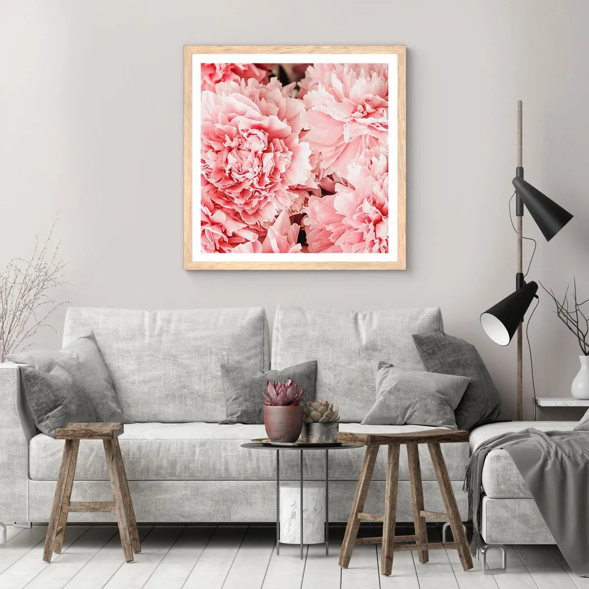 Poster in cornice rovere chiaro - Sogno rosa - 60x60 cm
