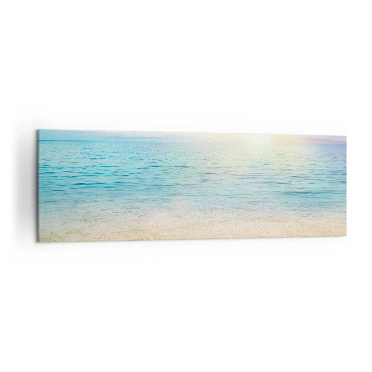 Quadro su tela - Stampe su Tela - Una spiaggia con mare turchese e cielo limpido - 160x50cm - Il grande blu - Decorazione murale moderna per soggiorno e camera da letto ARTTOR