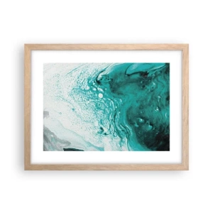 Poster in cornice rovere chiaro - Sciogliendosi nel bianco e nel turchese - 40x30 cm