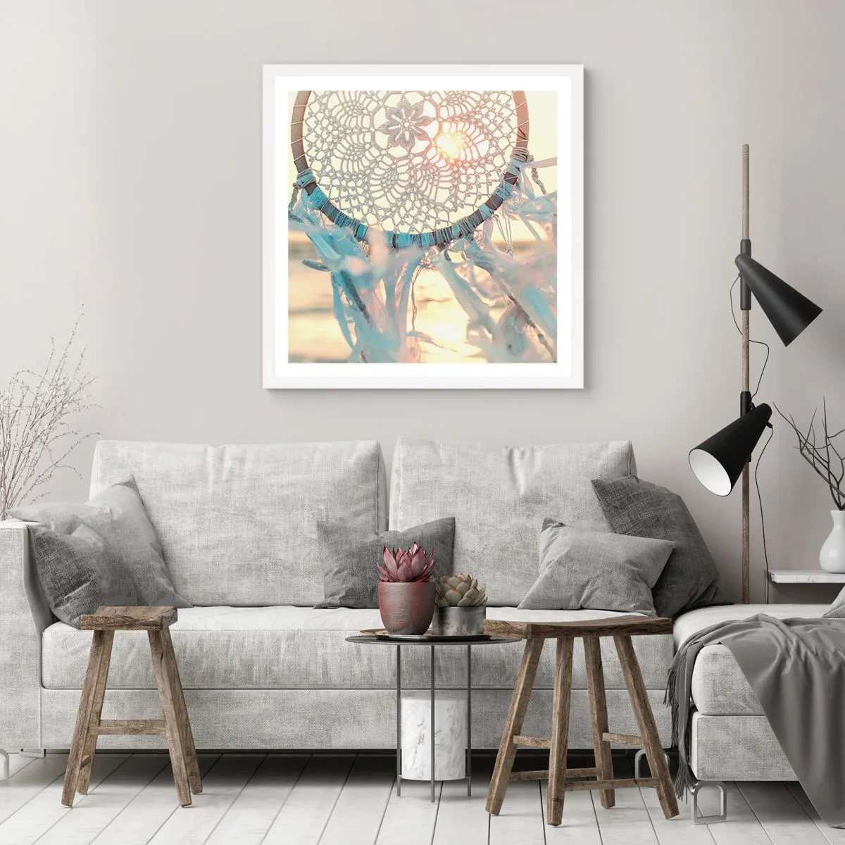Poster in cornice bianca - Totem di pizzo - 60x60 cm