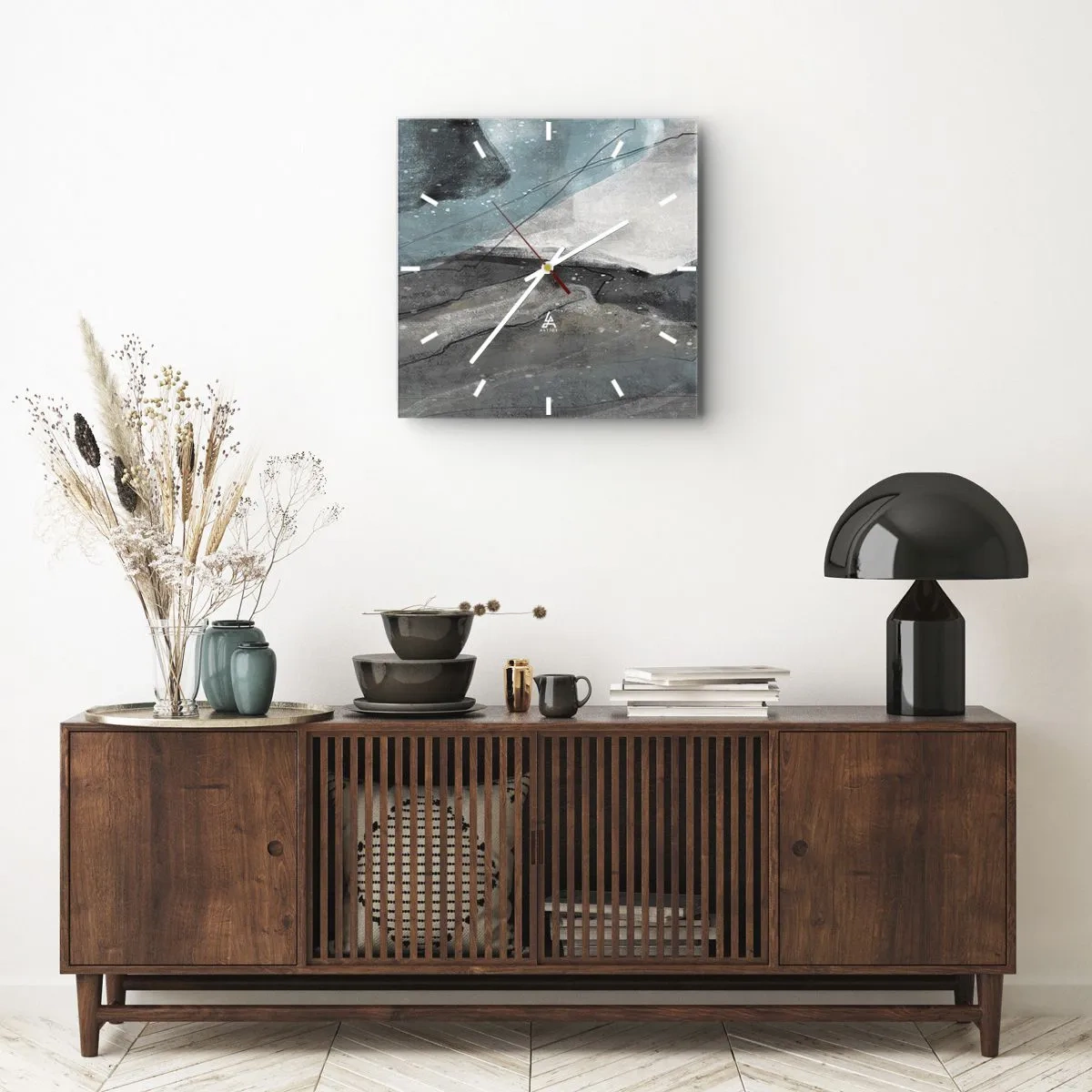 Orologio da parete - Orologio in Vetro - Astrazione: rocce e ghiaccio - 40x40 cm