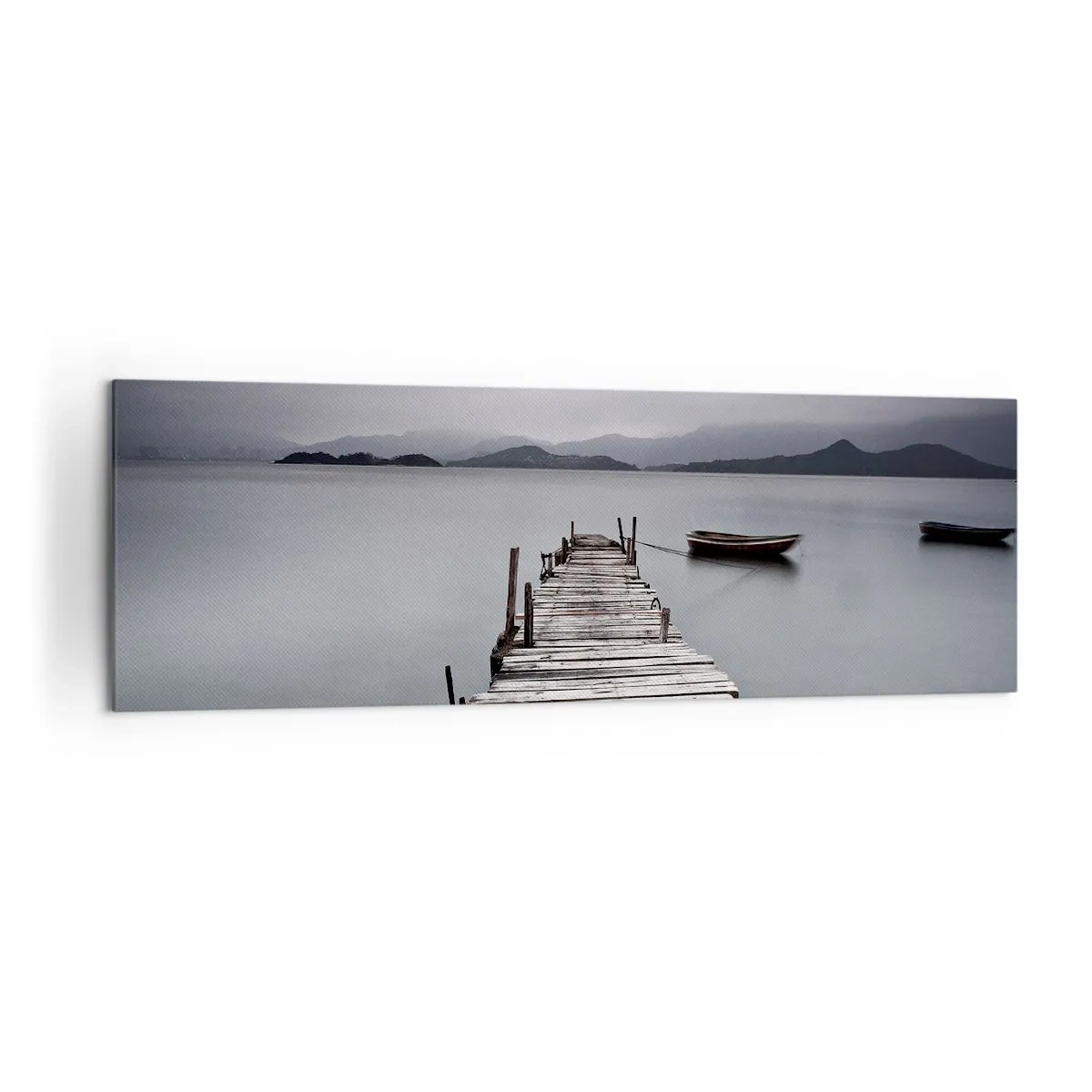 Quadro su tela - Stampe su Tela - Un ponte di legno che conduce alla superficie calma del lago - 160x50cm - Domani puoi partire - Decorazione murale moderna per soggiorno e camera da letto ARTTOR