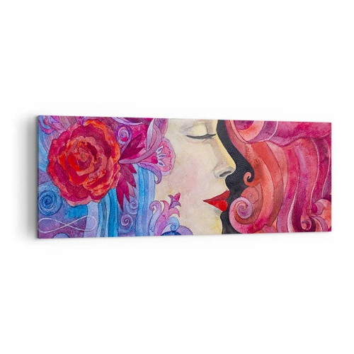 Quadro su tela - Stampe su Tela - Profilo colorato di una donna in stile artistico - 140x50cm - L'Art Nouveau è sempre viva - Decorazione murale moderna per soggiorno e camera da letto ARTTOR