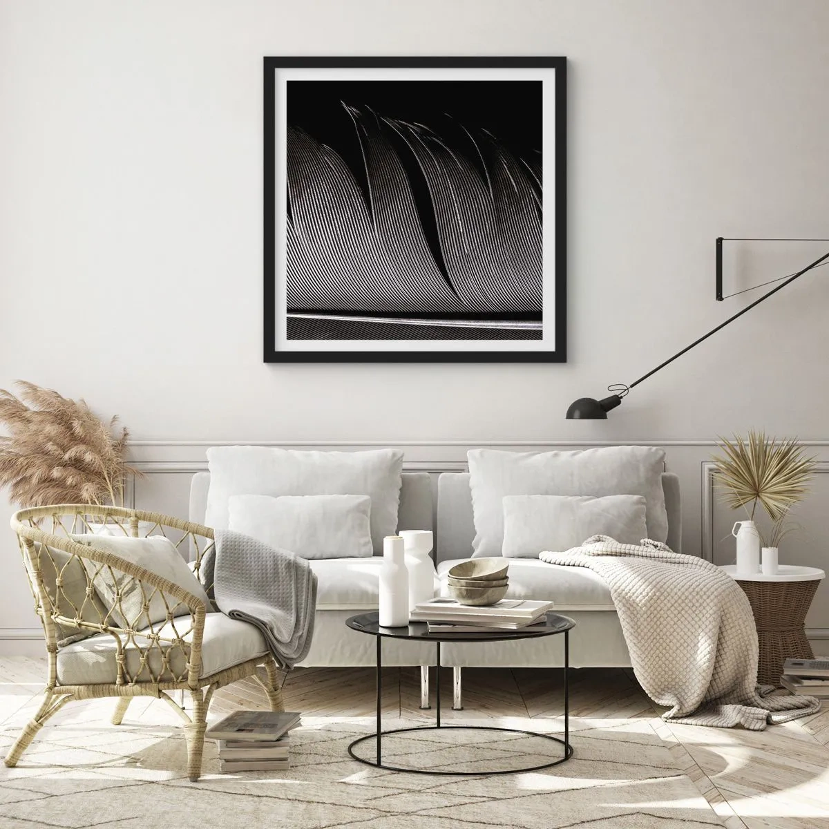 Poster in cornice nera - Piuma: struttura meravigliosa - 40x40 cm