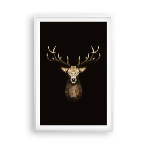 Poster in cornice bianca - Cervo cubista - 61x91 cm
