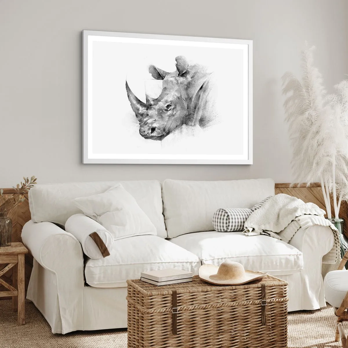 Poster in cornice bianca - Ritratto africano - 100x70 cm