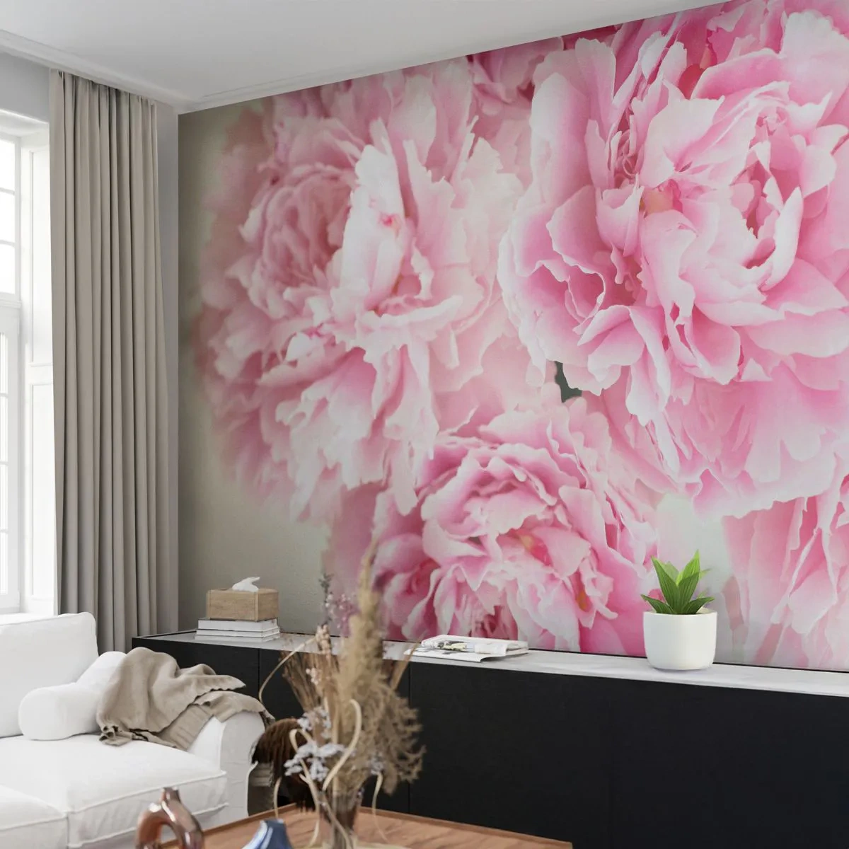 Fotomurali Autoadesivo Deluxe Sticker - Nel fasto rosa - Peonie, Mazzo di fiori, Fiori - 250x175 cm