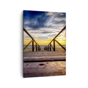 Quadro su tela - Stampe su Tela - Molo di legno che conduce alla spiaggia al tramonto - 50x70cm - Verso la spiaggia silenziosa al tramonto - Decorazione murale moderna per soggiorno e camera da letto ARTTOR