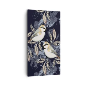 Quadro su tela - Stampe su Tela - Cinguettio oro e blu - 55x100 cm