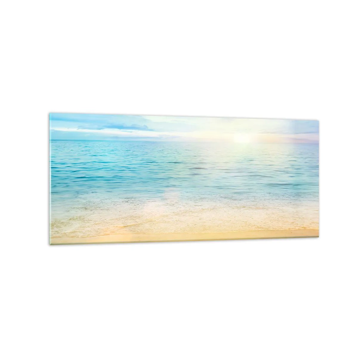 Quadro su vetro - Una spiaggia con mare turchese e cielo limpido - 120x50cm - Il grande blu - Decorazione murale moderna per soggiorno e camera da letto ARTTOR