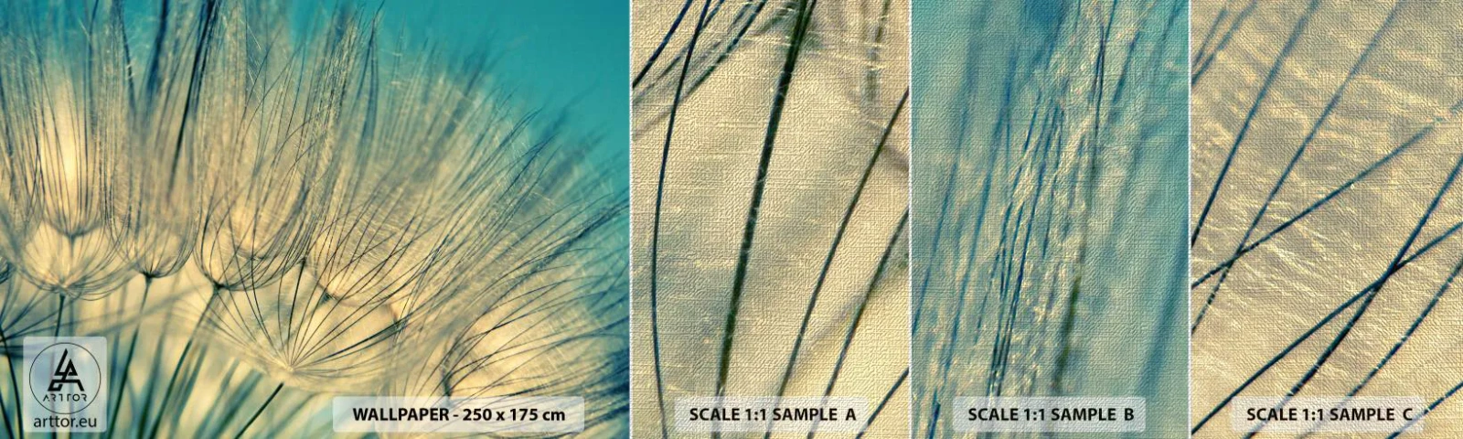 Campione di Fotomurale Premium Canvas - Aspettando il vento - Dente di leone, Prato, Natura - 100x30 cm