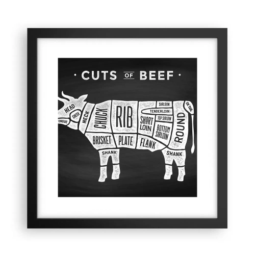 Poster in cornice nera - Il sillabario del macellaio - 30x30 cm