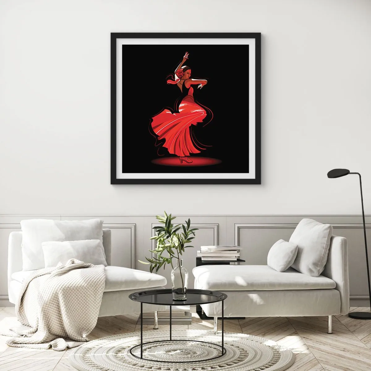 Poster in cornice nera - Lo spirito focoso del flamenco - 60x60 cm