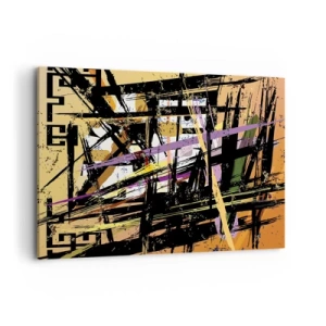 Quadro su tela - Stampe su Tela - Linee e forme astratte su uno sfondo beige - 120x80cm - Taglio netto - Decorazione murale moderna per soggiorno e camera da letto ARTTOR