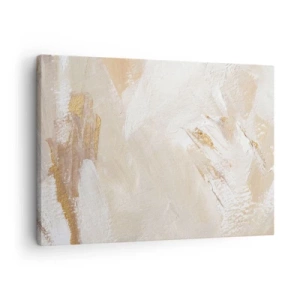 Quadro su tela - Stampe su Tela - Delicati toni astratti nelle tonalità del beige e dell'oro - 70x50cm - Composizione pastello - Decorazione murale moderna per soggiorno e camera da letto ARTTOR