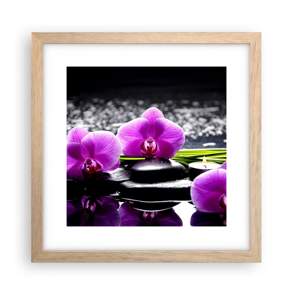 Poster in cornice rovere chiaro - Annegare nel silenzio e nella pace - 30x30 cm