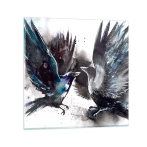 Quadro su vetro - Corvi imperiali - 30x30 cm