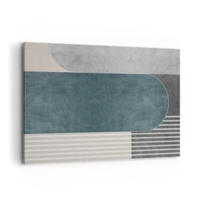 Quadro su tela - Stampe su Tela - Astrazione geometrica nei toni del grigio e del verde - 120x80cm - Composizione orizzontale  - Decorazione murale moderna per soggiorno e camera da letto ARTTOR