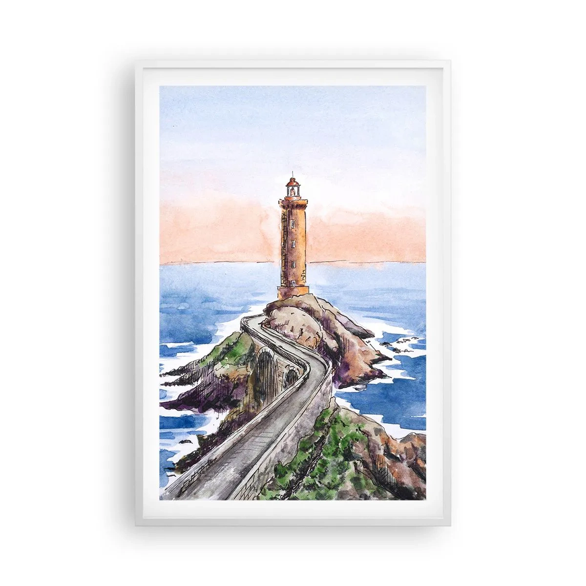 Poster in cornice bianca - Rivolto verso il mare - 61x91 cm