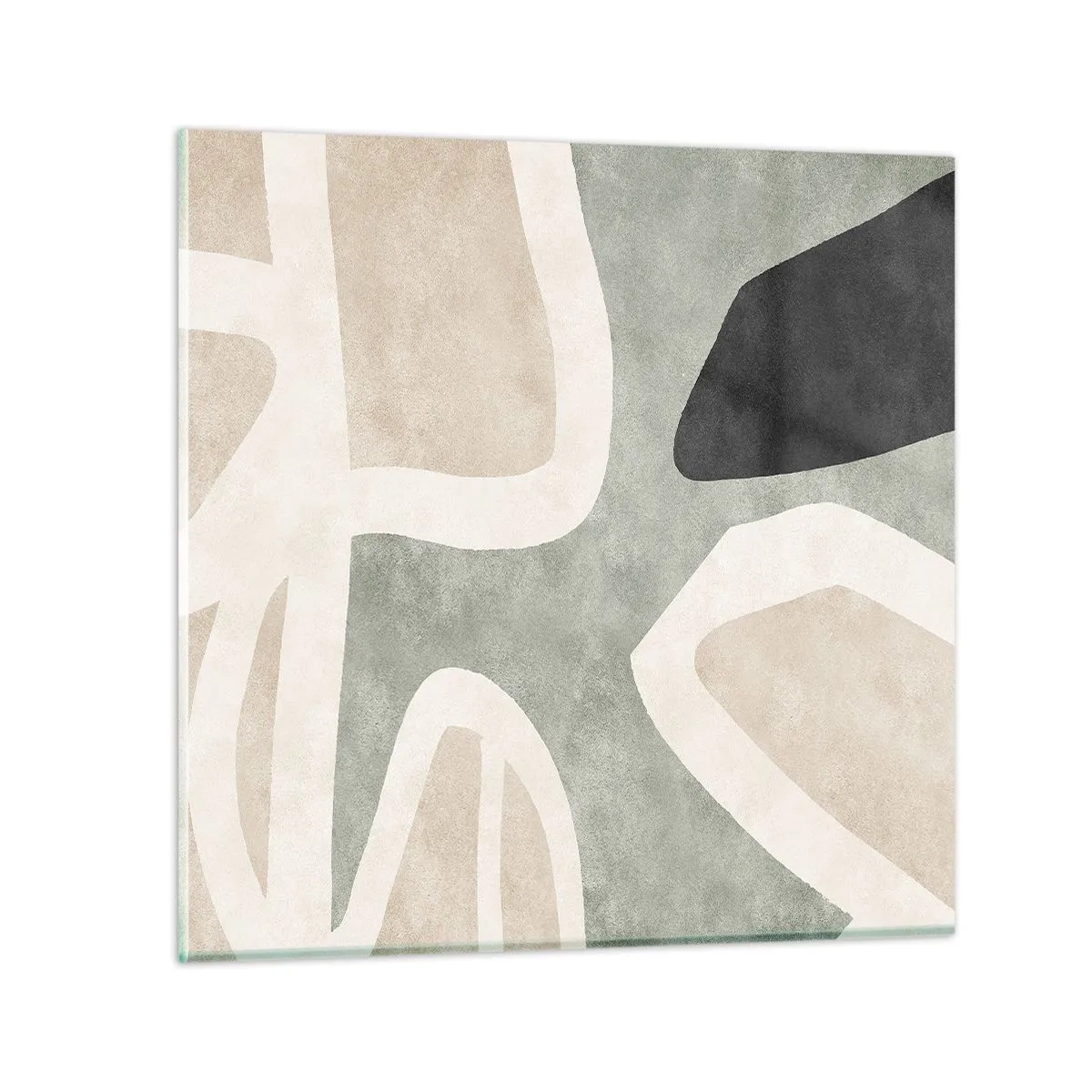 Quadro su vetro - Composizione con motivi in nero - 70x70 cm