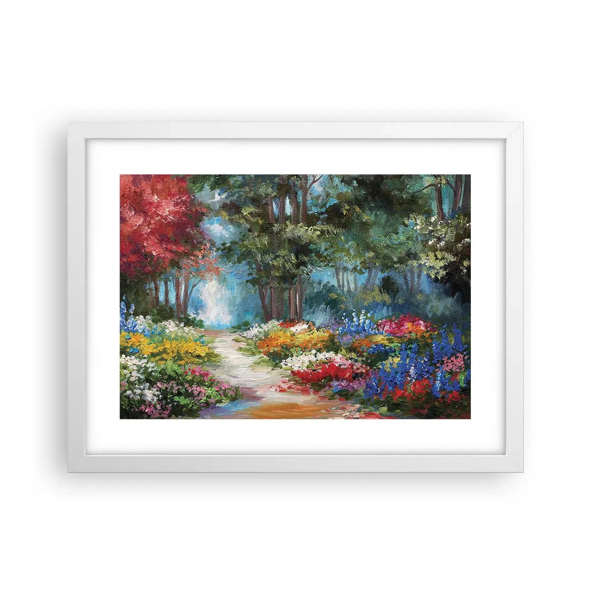 Poster in cornice bianca - Il giardino del bosco d'aprile - 40x30 cm