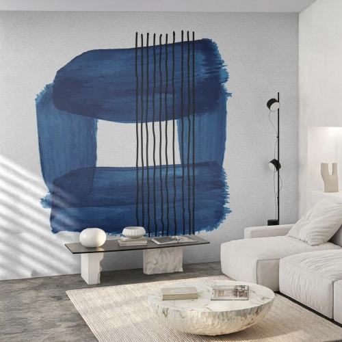 Fotomurali Premium Sand - Astrazione moderna nei toni del blu navy - 100x70cm - Composizione blu e nera - Decorazione murale moderna per soggiorno e camera da letto ARTTOR