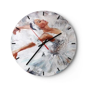 Orologio da parete - Orologio in Vetro - Una ballerina in un abito bianco in stile impressionista - 30x30cm - Delicata e leggera come il tulle - Decorazione murale moderna per soggiorno, cucina e camera da letto ARTTOR