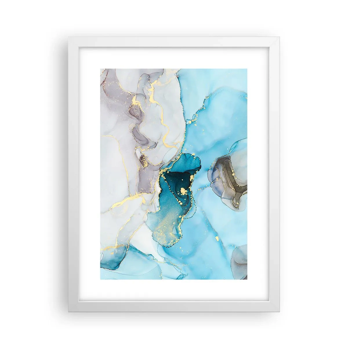 Poster in cornice bianca - Studio di incontro tra grigio e turchese - 30x40 cm