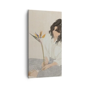 Quadro su tela - Stampe su Tela - Ritratto con fiore esotico - 55x100 cm