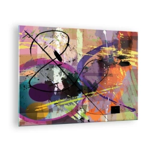 Quadro su vetro - Forme e linee astratte colorate in una composizione dinamica - 70x50cm - Per la via diritta o tortuosa - Decorazione murale moderna per soggiorno e camera da letto ARTTOR