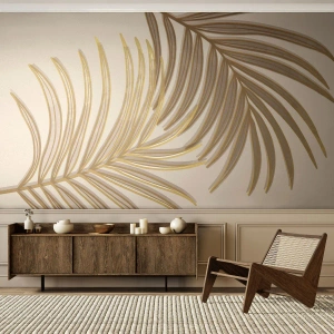 Fotomurale su misura Premium Sand - Palma d'oro! - Astrazione, Foglia di palma, Grafica