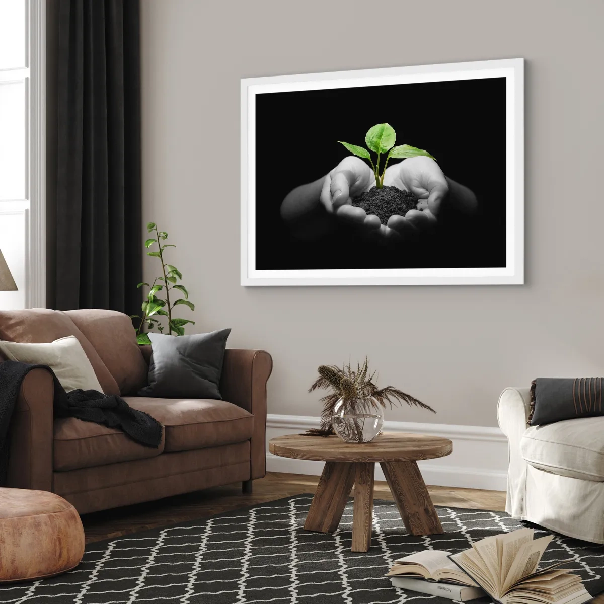 Poster in cornice bianca - Amo la natura, la proteggo - 91x61 cm