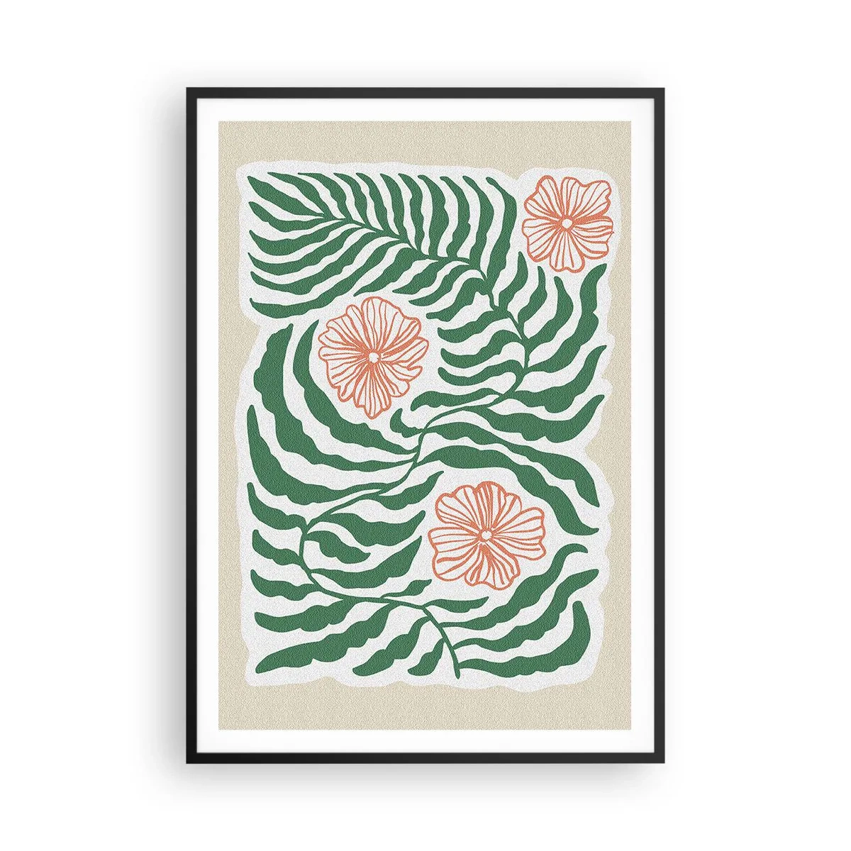 Poster in cornice nera - Fioritura nel verde - 70x100 cm