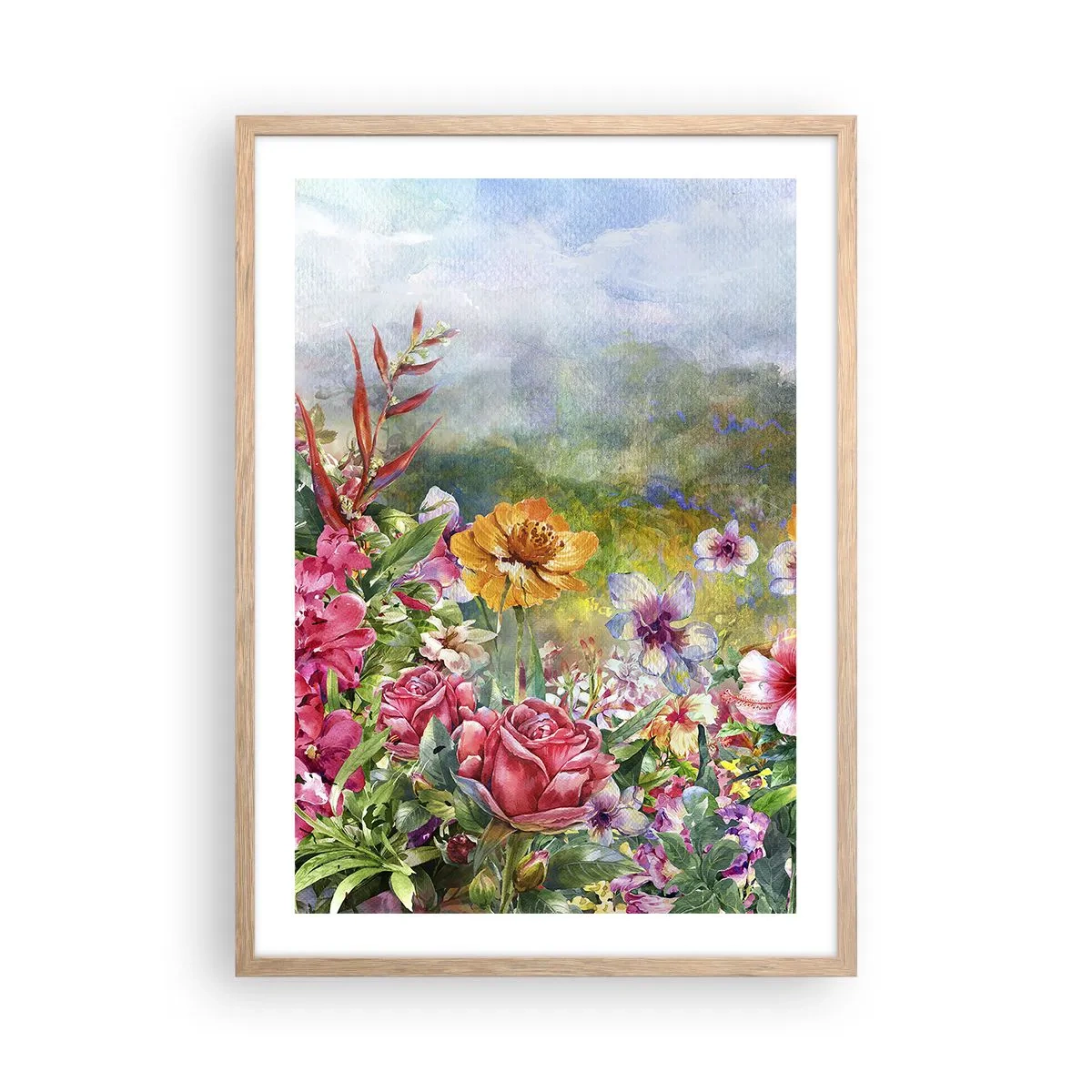 Poster in cornice rovere chiaro - Il giardino impazzito - 50x70 cm
