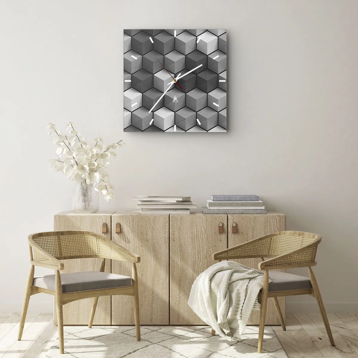 Orologio da parete - Orologio in Vetro - Puzzle cubista - 40x40 cm