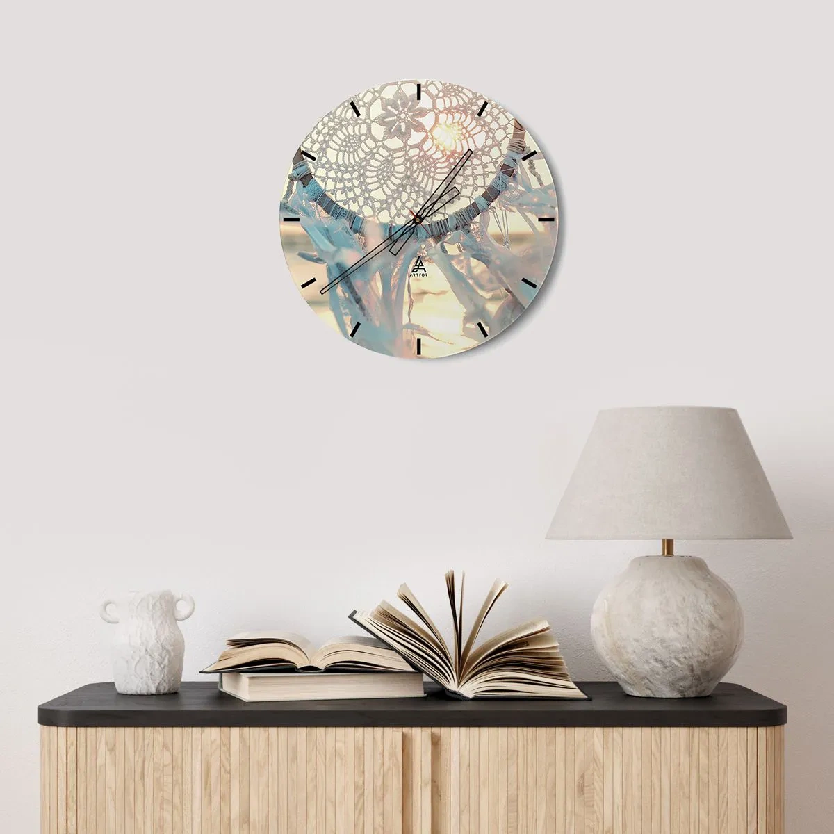 Orologio da parete - Orologio in Vetro - Totem di pizzo - 40x40 cm