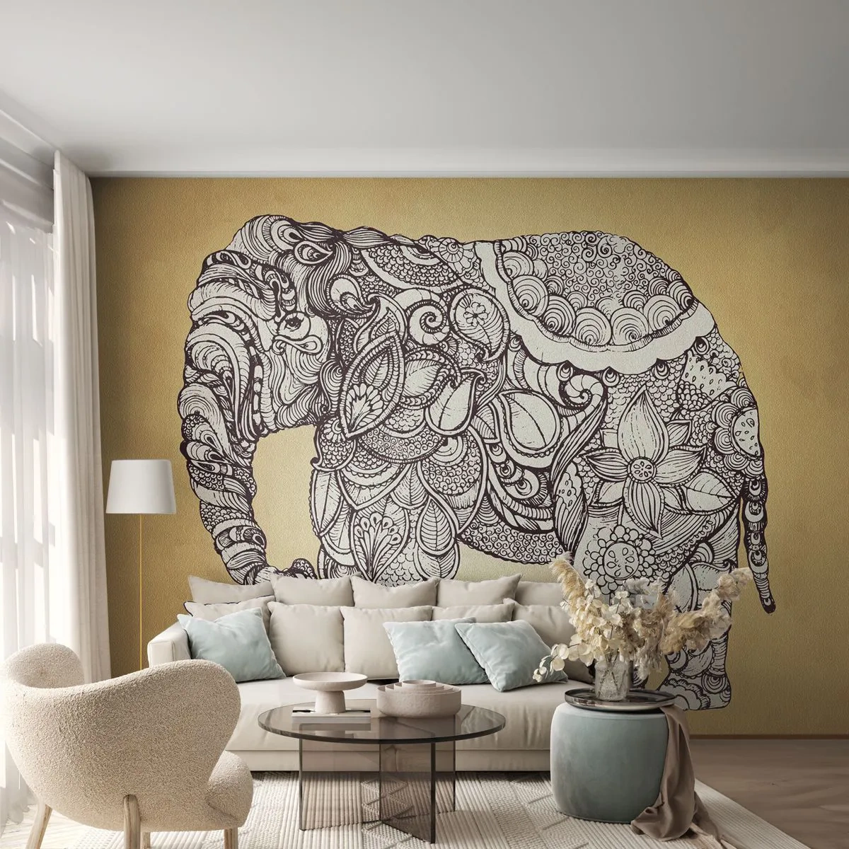 Fotomurali Autoadesivo Deluxe Sticker - L'elefante nascosto - Elefante, indiano, Animale - 350x256 cm